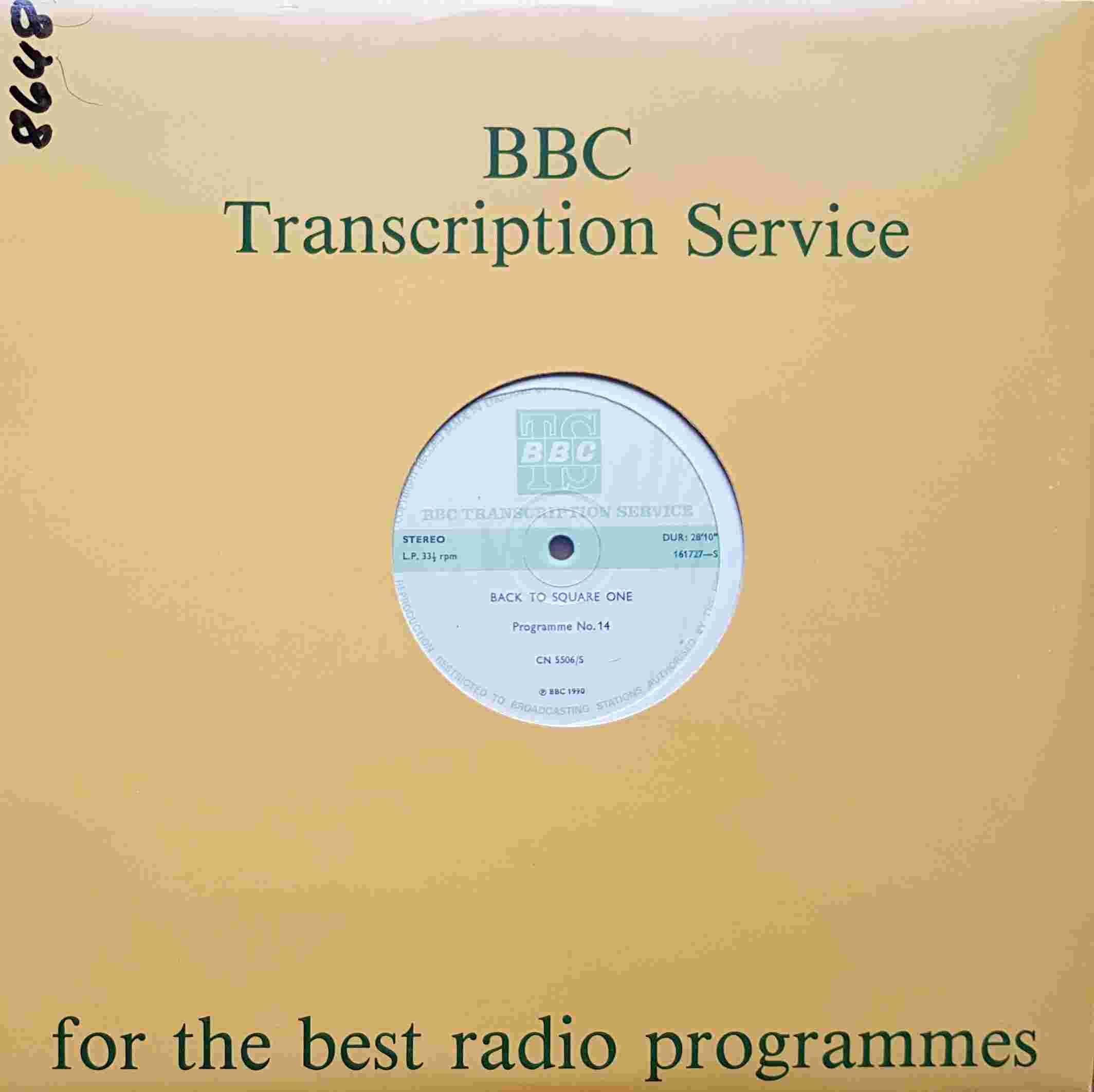 Picture of CN 5506 S 7 Back to square one - Programme 13 & 14 by artist Chris Serle from the BBC records and Tapes library